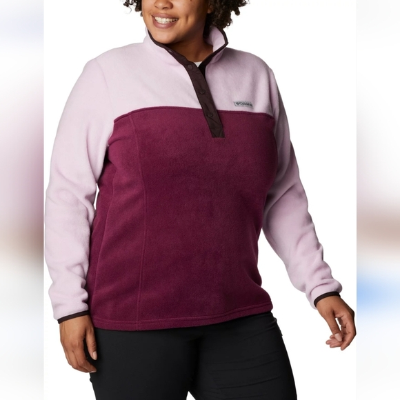 Columbia Sportswear Benton Springs 1/2 Snap Plus Sz 3X Pullover Purple/Maroon - Picture 4 of 12